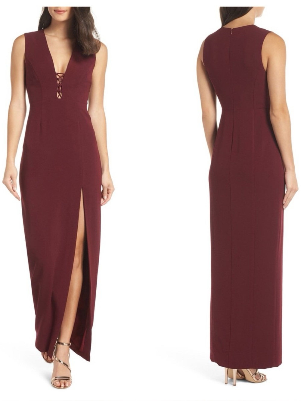 WAYF Casey Plunge Neck Gown